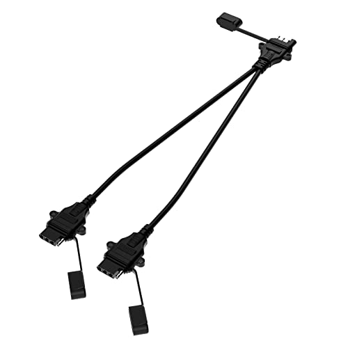 4 Pin Trailer Connector Universal 4 Way Y-Splitter Trailer Light Plug With Mounting Holes And Dust Cover. For Tailgate Light Bar Plug And Play 4 Pin Connectors Extension Harness Wiring Plug. (1Ft) #TOP4