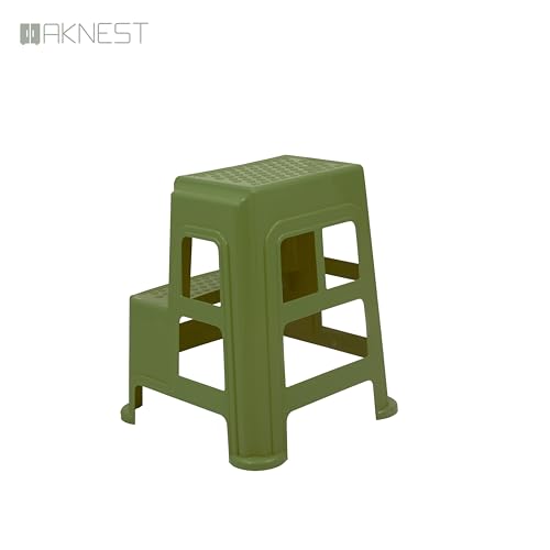 Image of Oaknest Supreme Multipurpose Plastic 2-Step Stool for Kids & Adults - Anti-Slip Lightweight Stepping Stool for Kitchen, Bathroom & Home - Mehandi Green, 4 Piece