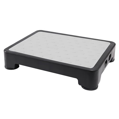 Image of COOL-ANGLE Non-Slip Step Stool for Adults & Seniors - 3.4 inch Low Profile Wide Platform 600lbs Capacity - 6 Stability Feet Bed Step for High Beds, Bath & Car - Portable with Handles, Gray