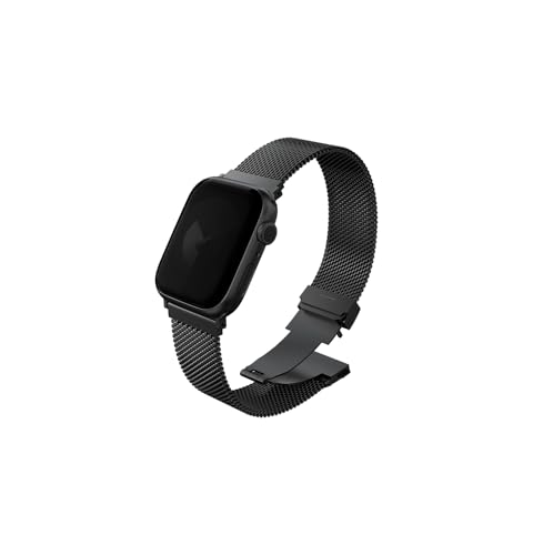 UNIQ Pulseira de relógio DANTE PRO de aço de malha autoajustável compatível com Apple Watch 42/41/40 mm (preto grafite)