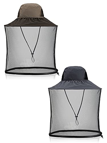 Geyoga 2 Piezas Mosquito Red de Malla para Cabeza Cubierta Sombrero Protección para Cara Red Antimoscas para Pesca Exterior Senderismo Jardinería Apicultura, Negro miniatura 1