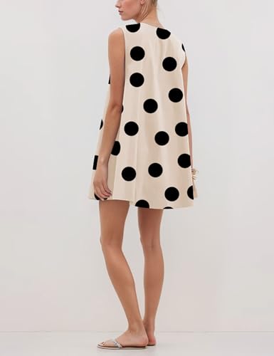 Meladyan Women's Polka Dot Babydoll Mini Dress Scoop Neck Sleeveless Summer Tank Dresses with Pockets2