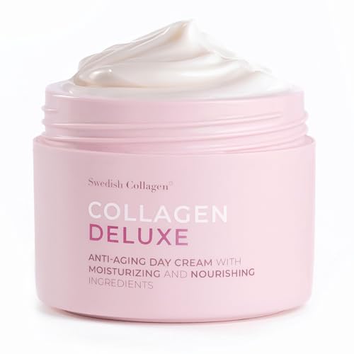 Swedish Collagen Deluxe, 50 ml | Crème de jour anti-âge au rétinol, peptides de collagène, vitamine E et aloe vera | Soin et hydratant pour le visage, pour une peau hydratée et en bonne santé