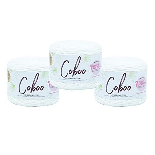 Image of Lion Brand Yarn, Coboo Cotton Blend Crochet Yarn, White, 3 Pack