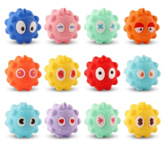 Pop It Squishies Stress Ball, Bubble 3D Fidget Sensory Toys,Anti-Anxiety Squeeze Toys for Adults Party Favors,Classroom Prize,Birthday Gifts,Goodie Bag Stuffers,Stocking Stuffers (9PCS)