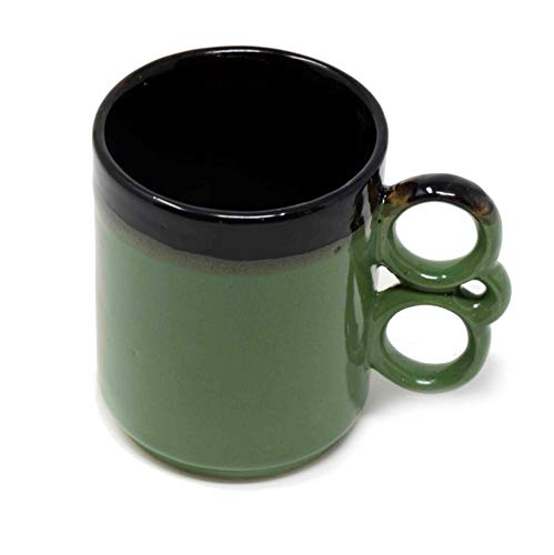 Image of The Himalayan Goods Company Ceramic Tea Coffee Milk Mug (300 to 325 ml) - Stylish Green & Black Design, Premium Stoneware