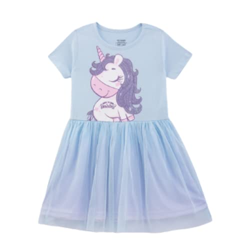 Image of Nap Chief Girls Printed Round Neck Fit & Flare Dress | Cotton Knee Length Half Sleeve Girls Summer Dress for Casual Wear