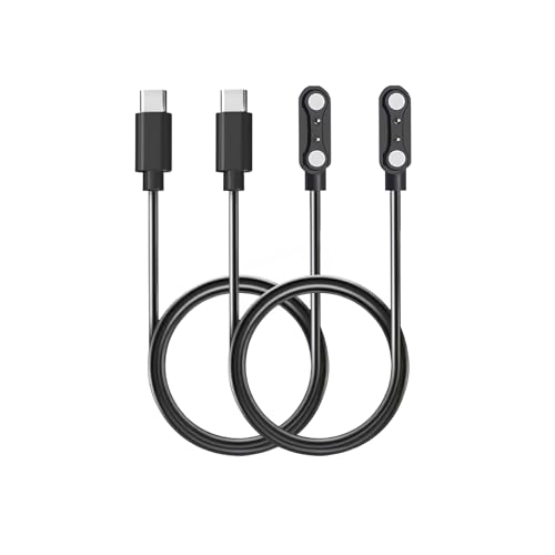 Aliwisdom Paquete de 2 cargadores universales magnéticos para reloj inteligente, accesorios de reloj de 60 cm, USB-C de 2 pines, 4 mm, cable de carga magnético compatible con todos los relojes