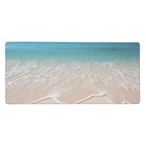 Tapis de souris XXL 90x40 cm avec motif de sable de mer transparent pour bureau