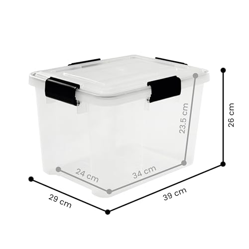 Iris Ohyama Luftdichte Kunststoff-Aufbewahrungsboxen mit Deckel, 20L, 3er-Set, Transparent, Hermetischer wasserdichter Verschluss, Robuste Schnappverschlüsse, Stapelbar, Staubschutz, BPA-frei, AT-SD
