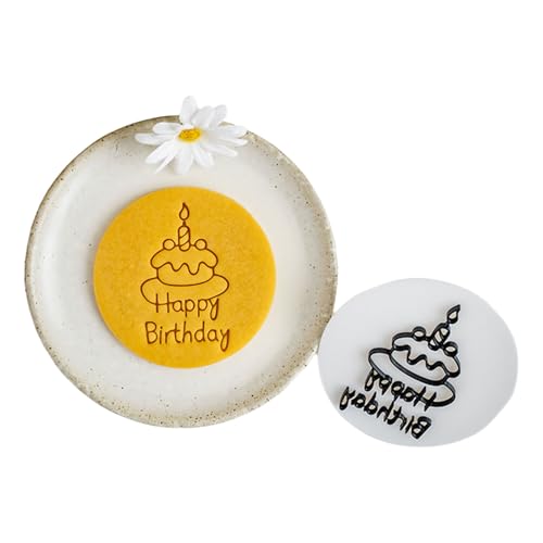 Moldes de galletas de grado alimenticio, diseño de feliz cumpleaños, con temática inglesa, cortador de galletas con textura para cumpleaños y diversión al hornear
