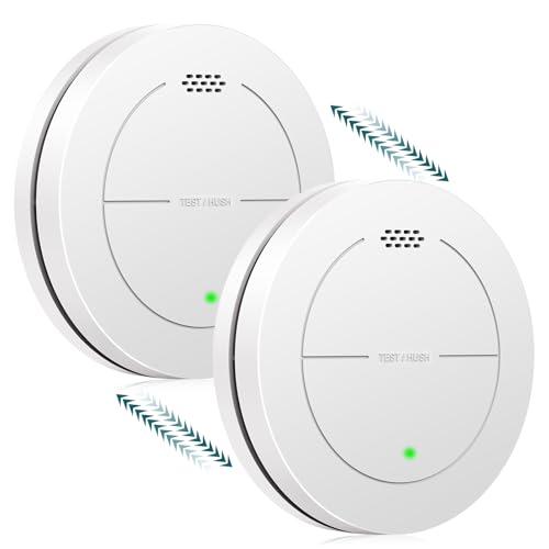 Safeliveo Detector de Humo interconectado, Detector de Incendios con batería de 10 años, Certificado por TUV Rheinland con Alarma Audible de 85 dB, función silenciosa de SL-S15R,2 pièces