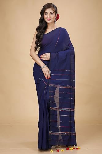 Image of Women's Traditional Bengal Handloom Soft Cotton Khesh Saree