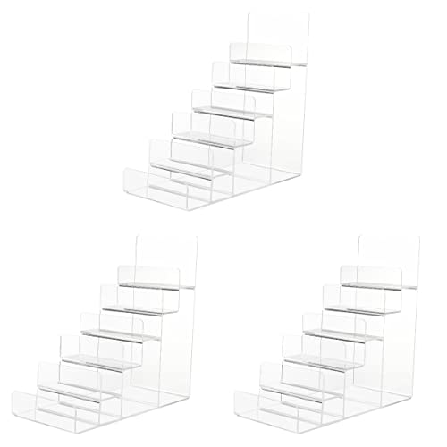 3 Pcs Trapezoid Handbag Storage Shelf Perfume Display Rack Mini Ladder Collection Stand for Clutch Keyboard and Clothing Acrylic Women's Display Rack