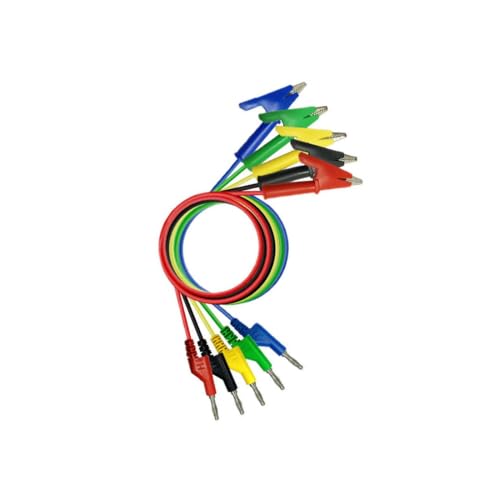 Aofan 5 Stück Multimeter Prüfkabel mit Krokodilklemmen & 4mm Steckern|15A/1000V (1m, 5 Farben)|für Elektro-Tests
