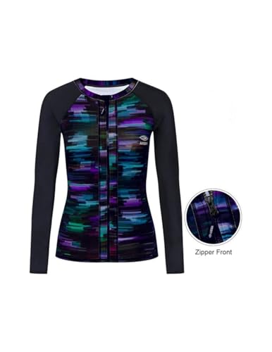 Women’s Long Sleeve Rash Guard Swimsuit with Zipper for Swimming and Beach Activities4