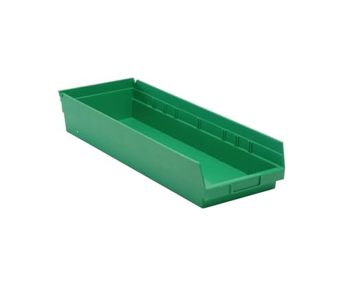 QUANTUM STORAGE SYSTEMS K-QSB114GN-4 4-Pack Plastic Shelf Bin Storage Containers, 23-5/8" x 8-3/8" x 4", Green