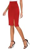 Urban CoCo Women's Knee Length Stretch Pencil Skirt High Waisted Bodycon Midi Straight Skirt(XL,Camel)