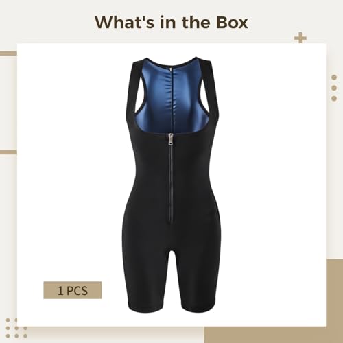 Full Body Sweat Sauna Suit for Women, Waist Trainer with Zipper, Breathable Elastic Jumpsuit, Size XL