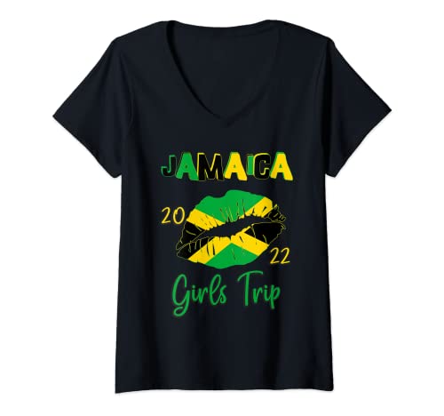 Donna Giamaica ragazze viaggio vacanza viaggio labbra corrispondenza 2022 Maglietta con Collo a V
