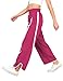 Enaisyl Women's High Waist Wide Leg Pants Striped Elastic Waist Track Pants Y2K Lightweight Baggy Streetwear with Pockets Red