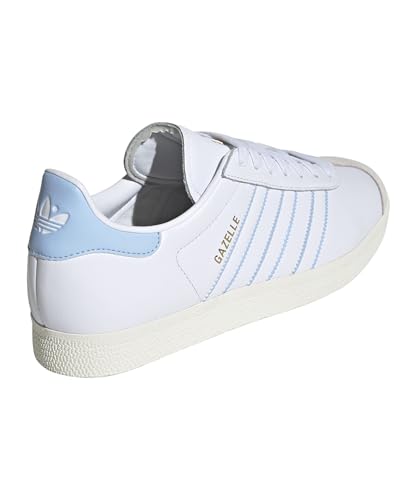 Image of adidas Gazelle National Team Retro Shoe, Cloud White /Glow Blue /Off White, Size 9.5