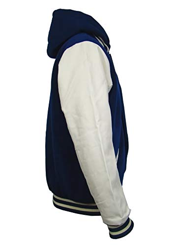 Victory Outfitters Men's Varsity Hooded Reversible Fleece Jacket with Faux Leather Sleeve4