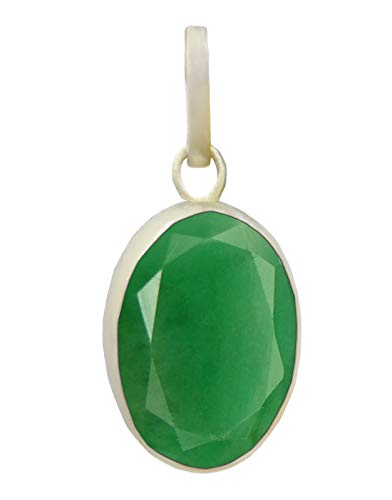Takshila Gems - Colgante de esmeralda natural en plata 7.25 ratti / 6.52 quilates con certificado de laboratorio Panna Locket esmeralda