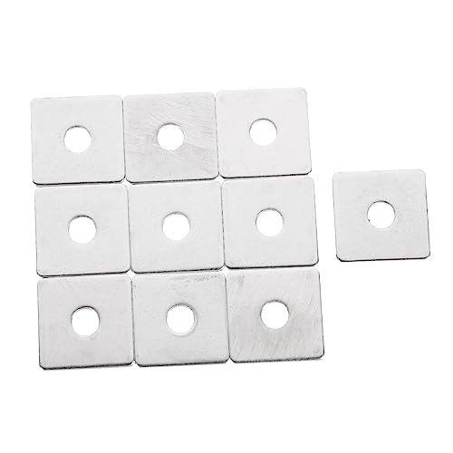 Garneck 10Pcs Stainless Steel Square Washers Industrial Flat Washers for Home Automotive Construction Use Smooth Surface Sturdy Texture