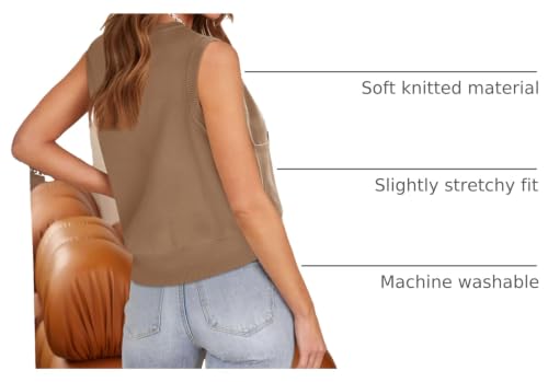 Image of Yousify Womens Sweater Vest Summer Ribbed Tank Tops Sleeveless Button Down Shirts Scoop Neck Top for Women