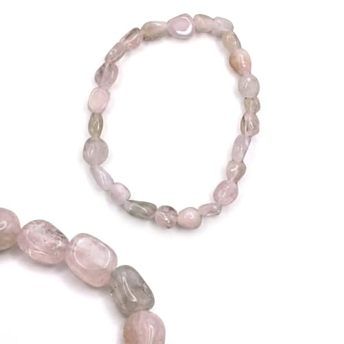 LLIMAMIA Pulsera de Cuarzo Rosa - Piedras Naturales, Buena Suerte y Energía Positiva - Elástica