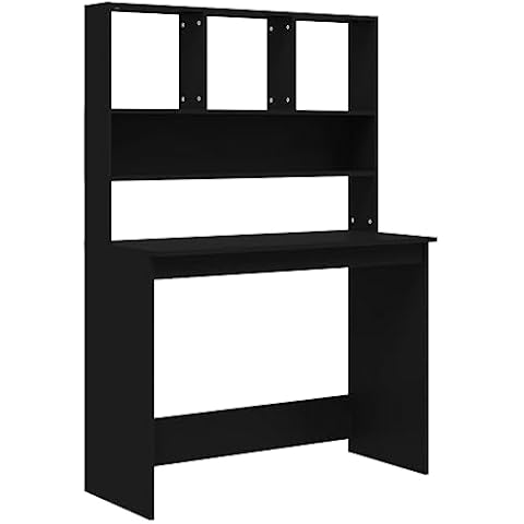 Bureau vidaXL Noir avec étagères Cover