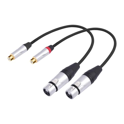 HUALEU 2Pack 1FT RCA Female to 3Pin XLR Female Balanced to Unbalanced Audio Cable;Balanced XLR to...