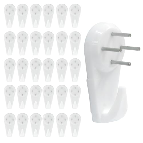 Crochets muraux durs blancs lot de 30 pièces 20x40 mm amovibles pour cadres - 2