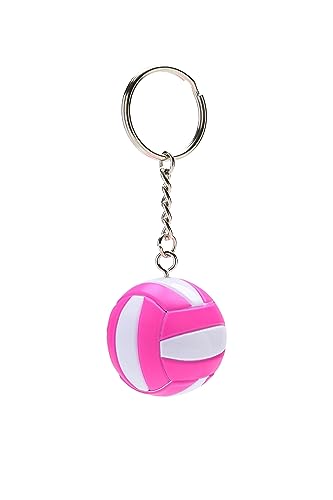 Tandem Sport Volleyball Key Chain - Mini Volleyball On Key Ring - Pink and White Volleyball Keychain for Backpacks Gym Bags Purses - Volleyball Themed Party Supplies - Gift for Volleyball Players