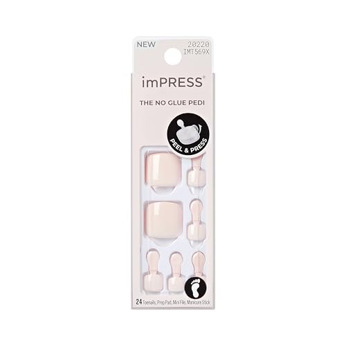 Kiss Impress No Glue Mani Press On Nails Color Mermaid Kisses Pink Short Size Squoval Shape Includes 24 Toenails Prep Pad Instructions Sheet 1 Manicure Stick 1 Mini File