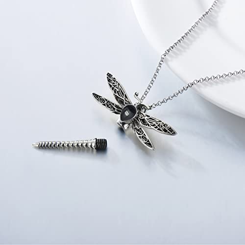 AOBOCO Dragonfly Urn Necklace for Ashes Sterling Silver Memorial Keepsake Cremation Jewelry Gifts with Filling Tool3