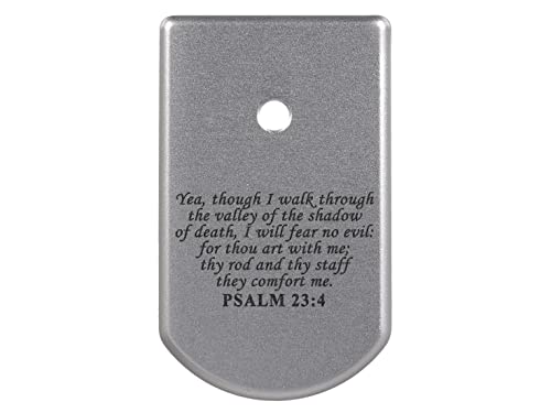 NDZ Performance Magazine Floor Base Plate for Beretta 92A1 96A1 M9A1 M9A3 92X 9MM .40 S&W Laser Engraved Aluminum in Silver - Bible Psalm 23:4