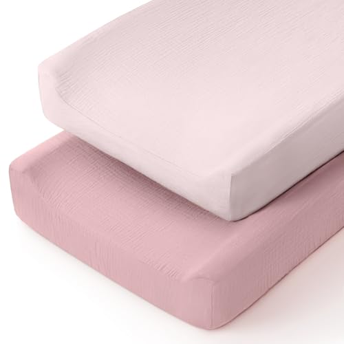 Image of lulumoon Muslin Changing Pad Cover: Baby Diaper Changing Table Pad Cover - Changing Pad Sheets for Girls Boys