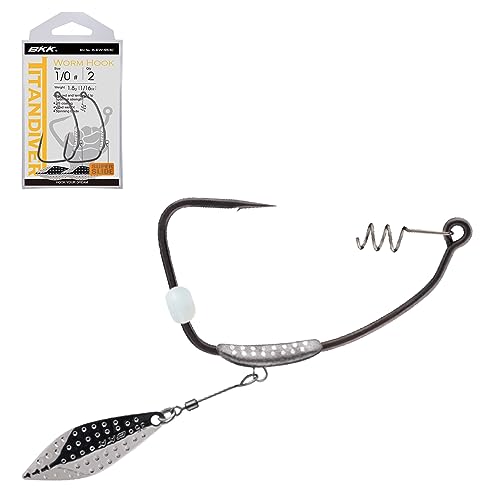 BKK TITANDIVER Soft Plastic Hook | 2/0 | 2-Pack | 2X |Needle Hook Point | Super Slide Coating | Fixed Lead | Removable Teaser Blade | Locking Spring | Weedless Fishing