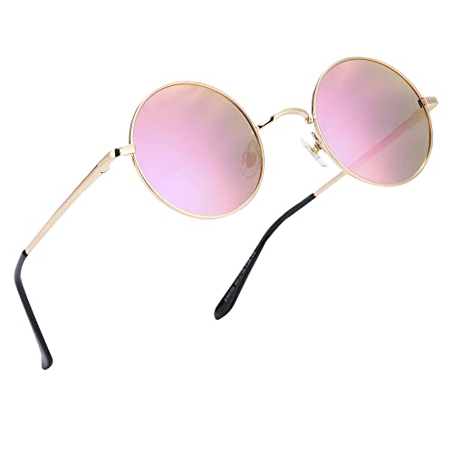 Image of Retro Small Round Polarized Sunglasses for Men Women Circle Hippie Style Sun Glasses