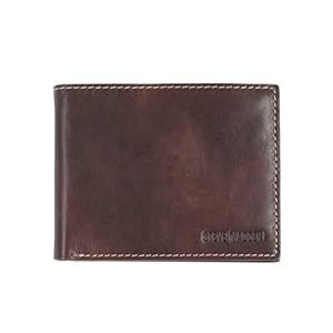 Steve Madden Mens Leather RFID Wallet Extra Capacity Attached Flip Pocket Wallet