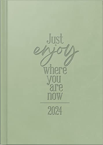 rido/idé Weekly calendar "Just Enjoy" model futura 2 2024, 2 pages = 1 week, sheet size 14.8 x 20.8 cm, green