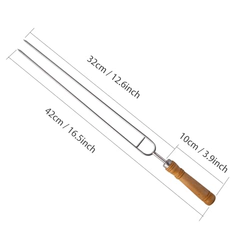 IMEEA Double Skewers for Grilling Thickened Stainless Steel Kebab BBQ Skewers with Wood Handle, 16.5-Inch