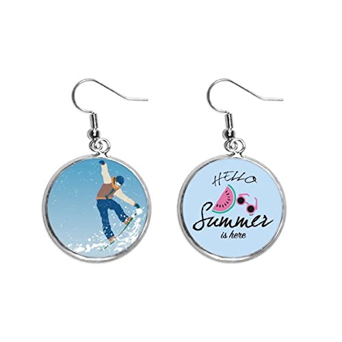Pendientes de sandía tema deporte de invierno ski jumping regalo original 1