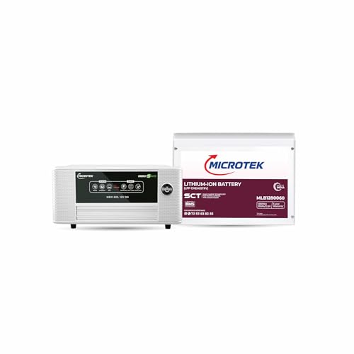 Image of Microtek Combo - Energy Saver NEW 1225 (12V) Pure Sinewave Inverter 1115VA /925W + 100Ah LiFePO4 Battery (12.8V) | BMS Protected | Fast Charge | Power Backup for Home & Office