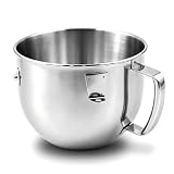 5 Quart Stainless Steel Mixer Bowl for Kitchenaid K5SS Bowl-Lift Mixers | Fit for K4 K5-A K5SS KP50 KSM5 KPM5 KSM50 KSM450 KSM550, K5ASBP Replacement, Dishwasher Safe, Heavy Duty, Ergonomic Handle