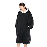 Winthome Oversized Hoodie Decke, Kuschelpullover Damen Warm Weich, Hoodie mit Tasche und Kapuze, Deckenpullover für Erwachsene Damen Herren Geschenk, Deckenhoody Doppelte Wärme, Heizkosten Sparen