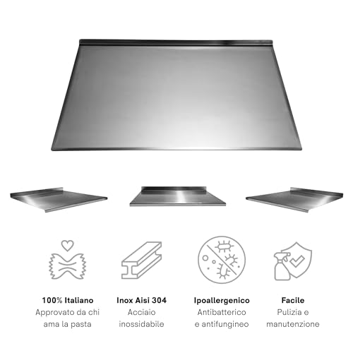 Tagliere in Acciaio Inox | Spianatoia Professionale Acciaio Inossidabile | Piano di Lavoro per Cucina Bar Ristorante | Piano da Lavoro per impastare pizza pane dolci | Tappetino | 300x500 Piega 20mm