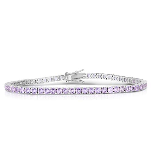 Femme Luxe Birthstone Tennis Bracelet For Women, January To December Birthstones, Hypoallergenic 925 Sterling Silver, Gift Ready Packaging (Pink Amethyst - June) #TOP4